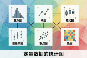 定量数据的统计图：直方图、线图、箱式图、误差条图、散点图、热图